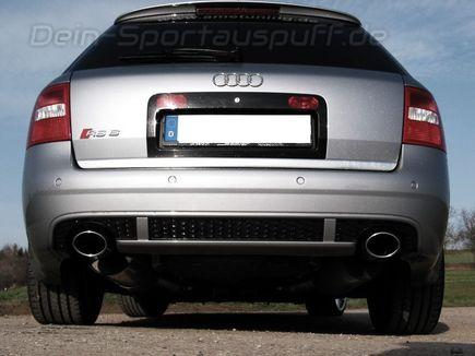 Eisenmann Edelstahl Duplex Sportauspuff RACE-Version Audi RS6 4B Quattro Limousine u. Avant je 1x120x77mm oval eingerollt abgeschrägt