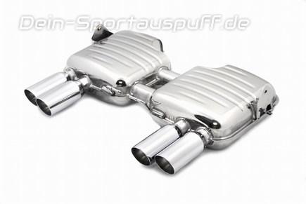 Eisenmann Edelstahl Duplex Sportauspuff RACE-Version BMW 3er E90 M3 Limousine je 2x83mm rund scharf abgeschrägt doppelwandig versetzt