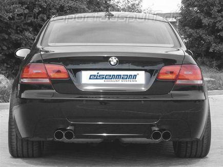 Eisenmann Edelstahl Duplex Sportauspuff RACE-Version BMW 3er E92 E93 Coupe & Cabrio 335i je 2x76mm rund scharf abgeschrägt