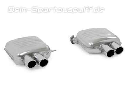 Eisenmann Edelstahl Duplex Sportauspuff RACE-Version BMW 5er F07 GT 535i je 2x90mm rund eingerollt abgeschrägt versetzt