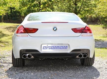 Eisenmann Edelstahl Duplex Sportauspuff RACE-Version BMW 6er F12 F13 Coupe Cabrio u. F06 Grand Coupe 640i je 2x90mm rund eingerollt gerade