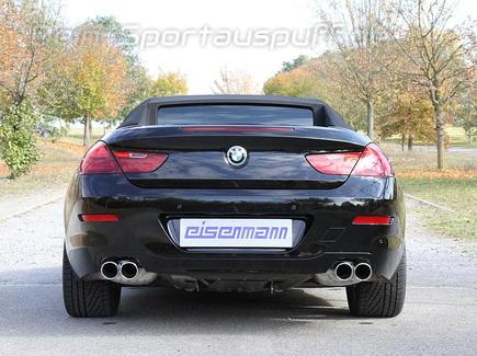 Eisenmann Edelstahl Duplex Sportauspuff RACE-Version BMW 6er F12 F13 Coupe Cabrio u. F06 Grand Coupe 650i je 2x90mm rund eingerollt gerade