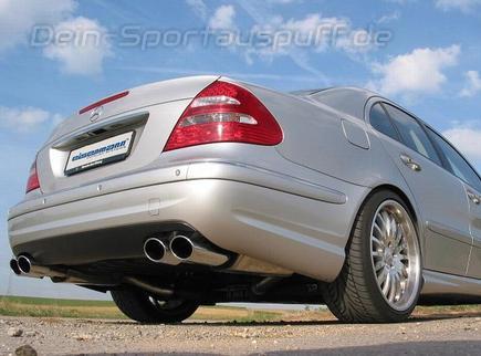 Eisenmann Edelstahl Duplex Sportauspuff RACE-Version Mercedes E-Klasse W211 Limousine je 2x90x70mm oval eingerollt abgeschrägt