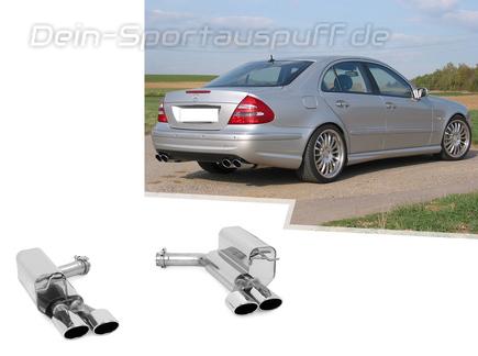 Eisenmann Edelstahl Duplex Sportauspuff RACE-Version Mercedes E-Klasse W211 Limousine E55 AMG je 2x120x77mm oval eingerollt abgeschrägt