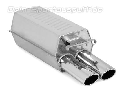 Eisenmann Edelstahl Sportauspuff RACE-Version Mercedes SL R129 (1989 - 09/1995) 2x90x70mm oval eingerollt abgeschrägt