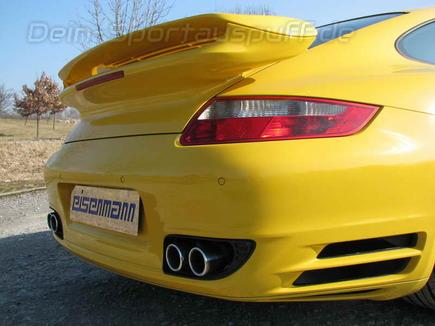 Eisenmann Edelstahl Duplex Sportauspuff mit Klappensteuerung RACE-Version Porsche 911 Typ 997 Turbo bis 06/2008 je 2x76mm rund eingerollt gerade