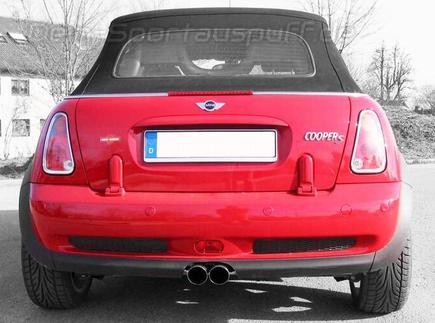 Eisenmann Mittig Komplettanlage ab Kat MINI R53 Cooper S 120kW bis 2004 2x76mm rund scharf abgeschrägt