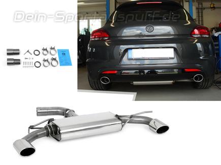 Fox Edelstahl Duplex Sportauspuff VW Scirocco 3 1.4l mit R-Heck je 115x85mm oval eingerollt abgeschrägt ohne Absorber