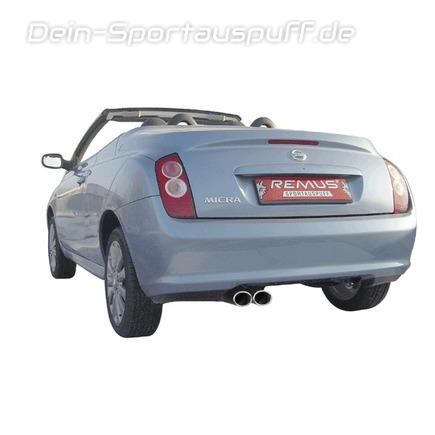 Remus Edelstahl Sportauspuff Nissan Micra Typ K12 CC Cabrio 2x82x67mm oval eingerollt