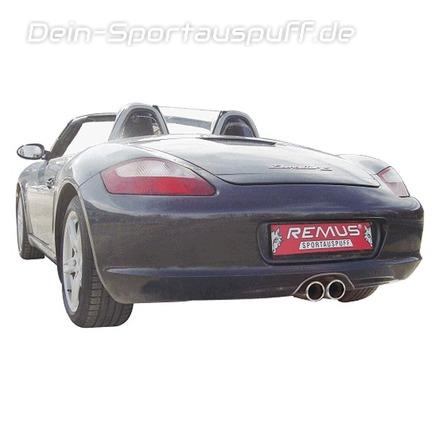 Remus Edelstahl Komplettanlage ab Kat Mittig Porsche Boxster S Typ 987 2x90mm rund eingerollt