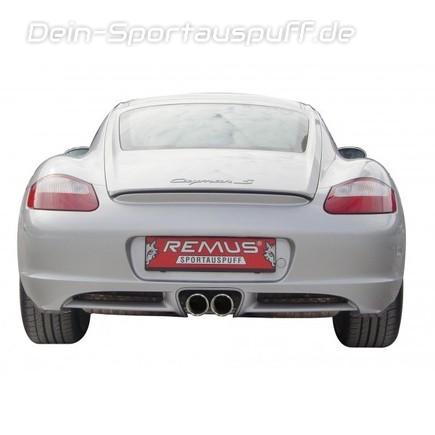 Remus Edelstahl Komplettanlage ab Kat Mittig Porsche Cayman S Typ 987 2x90mm rund eingerollt