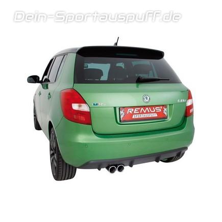 Remus Edelstahl Sportauspuff Skoda Fabia RS Typ 5J 2x76mm rund eingerollt