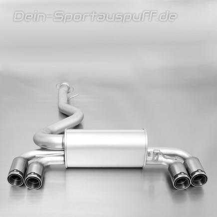 Remus Edelstahl Duplex Sportauspuff BMW 1er M E82 Coupe je 2x84mm Street Race rund eingerollt mit scharfkantigem Innenrohr und Carbonschriftzug