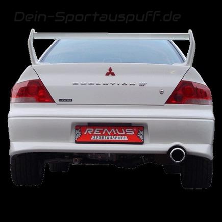 Remus Edelstahl Sportauspuff Mitsubishi Lancer Evolution Typ Evo 7 115mm Turbo Design rund eingerollt mit Loch-Prägung