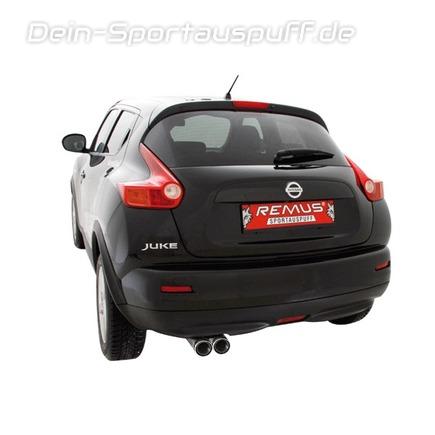 Remus Edelstahl Sportauspuff Nissan JUKE 2x84mm Street Race rund eingerollt mit scharfkantigem Innenrohr und Carbonschriftzug