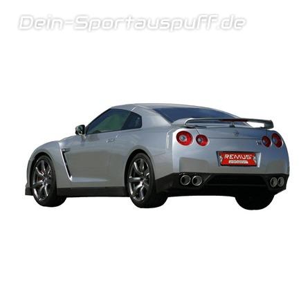 Remus Edelstahl Duplex Sportauspuff ab Kat Nissan GT-R Typ R35 Coupe je 127mm Matt-Optik rund scharfkantig abgeschrägt mit Absorber