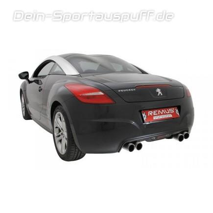 Remus Edelstahl Duplex Sportauspuff Peugeot RCZ je 2x84mm Street Race rund eingerollt mit scharfkantigem Innenrohr und Carbonschriftzug