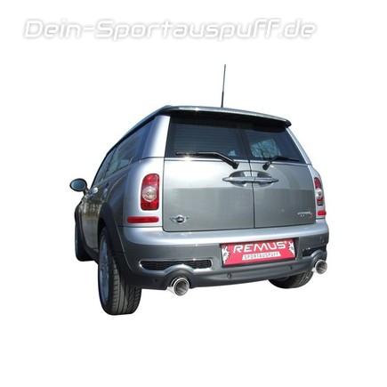 Remus Edelstahl Duplex Sportauspuff Mini Cooper S Clubman Typ R55 je 98mm Street Race rund eingerollt mit scharfkantigem Innenrohr und Carbonschriftzug
