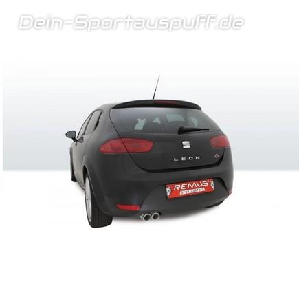 Remus Edelstahl Sportauspuff Seat Leon Typ 1P Cupra 2x84mm Carbon Race rund eingerollt abgeschrägt mit scharfkantigem Innenrohr und Carbonschriftzug