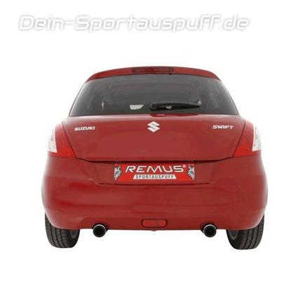 Remus Edelstahl Duplex Sportauspuff Suzuki Swift 4 Typ NZ je 84mm Street Race rund eingerollt mit scharfkantigem Innenrohr und Carbonschriftzug