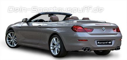 Supersprint Edelstahl Duplex Komplettanlage ab Kat. BMW 6er 640d F12 F13 F06 Cabrio Coupe u. Grand Coupe je 2x90mm rund eingerollt abgeschrägt