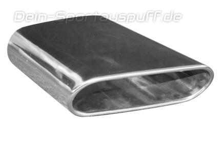 Fox Edelstahl Anschweißendrohr 220x85mm flachoval Länge 210mm nach links abgeschrägt Typ 49