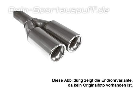 Fox Edelstahl Anschweißendrohr 2x70mm rund Länge 480mm mit Anschlussrohr 60mm Typ 81