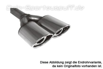 Fox Edelstahl Anschweißendrohr 2x88x74mm oval Länge 480mm mit Anschlussrohr 55mm Typ 83