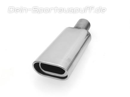 Fox Edelstahl Anschweißendrohr 135x80mm flachoval Länge 480mm mit Anschlussrohr 50mm Typ 88