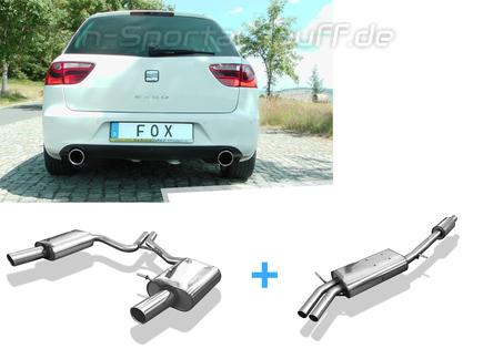Fox Edelstahl Duplex Sportauspuff-Komplettanlage ab Kat Seat Exeo Limo u. ST je 90mm rund eingerollt abgeschrägt