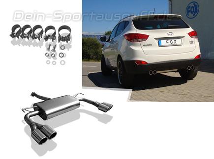 Fox Edelstahl Duplex Sportauspuff Hyundai ix35 je 2x80mm rund eingerollt abgeschrägt