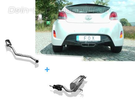 FOX Edelstahl Sportauspuff-Komplettanlage ab Kat Hyundai Veloster für originalen Endrohrausgang