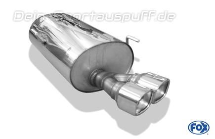 Fox Edelstahl Sportauspuff Peugeot 406 Break 3.0l 2x88x79mm rechteckig eingerollt abgeschrägt mit Absorber