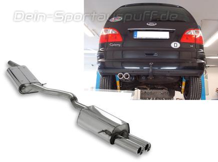 Fox Edelstahl Sportauspuff-Komplettanlage ab Kat Ford Galaxy 1 2.8l V6 Typ WGR ab 00 2x80mm rund eingerollt gerade mit Absorber