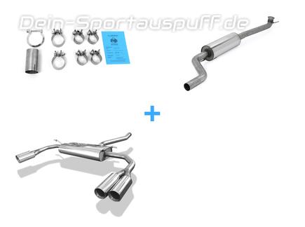 Fox Edelstahl Duplex Sportauspuff-Komplettanlage ab Kat Mercedes CLA C117 je 2x80mm rund doppelwandig gerade