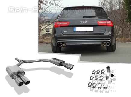 Fox Edelstahl Duplex Sportauspuff Audi A6 4G Typ C7 Limousine u. Avant 2.0l TDI je 2x90mm rund eingerollt abgeschrägt