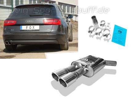 Fox Edelstahl Sportauspuff Audi A6 4G Typ C7 Limousine u. Avant 2.0l TDI 2x90mm rund eingerollt gerade mit Absorber