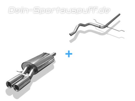 Fox Edelstahl Racing-Komplettanlage ab Kat VW Passat 3B 3BG 2x76mm rund eingerollt gerade mit Absorber