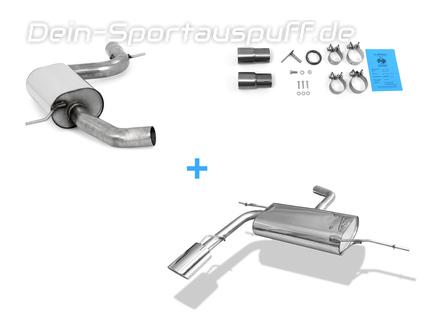 Fox Edelstahl Sportauspuff-Komplettanlage ab Kat VW Eos Facelift 2.0l ab 2011 2.0l 129x106mm oval eingerollt abgeschrägt