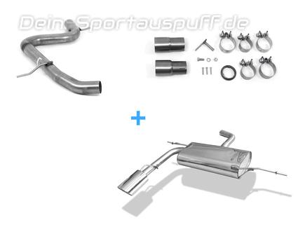Fox Edelstahl Racing-Komplettanlage ab Kat VW Eos Facelift 2.0l ab 2011 2.0l 129x106mm oval eingerollt abgeschrägt