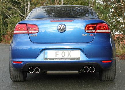 Fox Edelstahl Duplex Sportauspuff VW Eos Facelift ab 2011 je 2x80mm rund eingerollt abgeschrägt