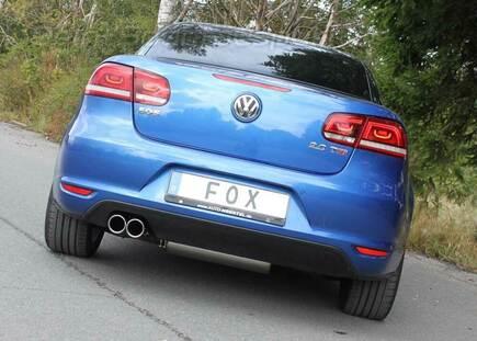 Fox Edelstahl Sportauspuff-Komplettanlage ab Kat VW Eos Facelift 1.4l ab 2011 2x80mm rund eingerollt abgeschrägt