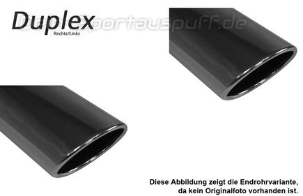 Fox Edelstahl Duplex Sportauspuff-Komplettanlage ab Kat VW Eos Facelift ab 2011 1.4l je 129x106mm oval eingerollt abgeschrägt