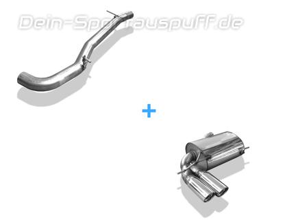 Fox Edelstahl Racing-Komplettanlage ab Kat VW Golf 5 4motion 2x90mm rund eingerollt abgeschrägt mit Absorber