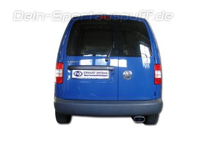 Fox Edelstahl Sportauspuff-Komplettanlage ab Kat VW Caddy 3 160x80mm flachoval eingerollt abgeschrägt mit Absorber