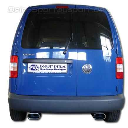 Fox Edelstahl Duplex Sportauspuff-Komplettanlage ab Kat VW Caddy 3 160x80mm flachoval eingerollt abgeschrägt mit Absorber
