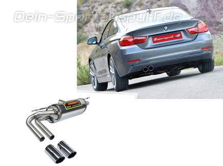 Supersprint Edelstahl Sportauspuff BMW 4er F32 428i inkl. xDrive 2x80mm rund eingerollt abgeschrägt
