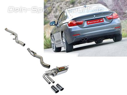 Supersprint Edelstahl Sportauspuff-Komplettanlage ab Kat BMW 4er F32 428i inkl. xDrive 2x80mm rund eingerollt abgeschrägt