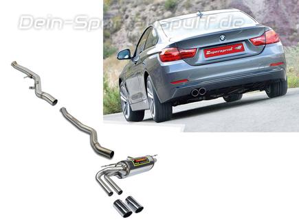 Supersprint Edelstahl Racing-Komplettanlage ab Kat BMW 4er F32 428i inkl. xDrive 2x80mm rund eingerollt abgeschrägt