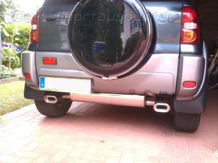 Fox Edelstahl Duplex Sportauspuff Toyota RAV 4 II 3-Tür Bj.00-06 135x80mm flachoval eingerollt abgeschrägt mit Absorber